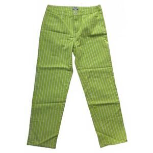 Victor Glemaud Women's Lime Green Striped Cotton Pants/ Jeans Size 10,